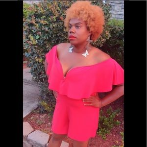 Off Shoulder Ruffled Romper